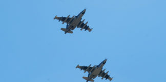 Российские штурмовики Су-25, ВВС РФ, военные самолеты